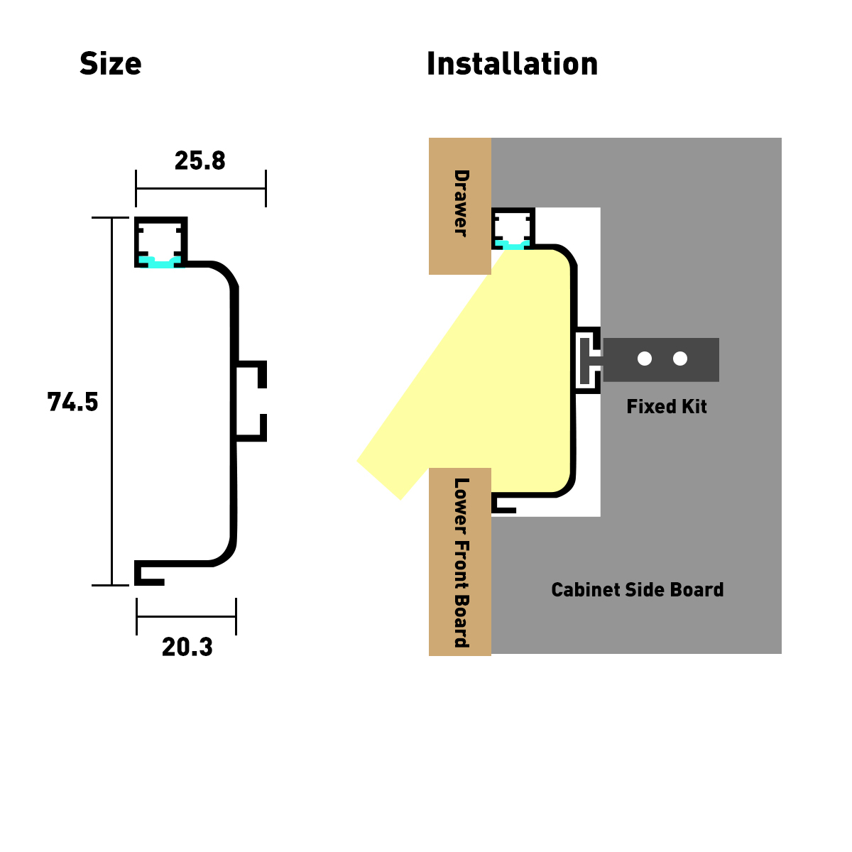 SYP LED Drawer Slide 