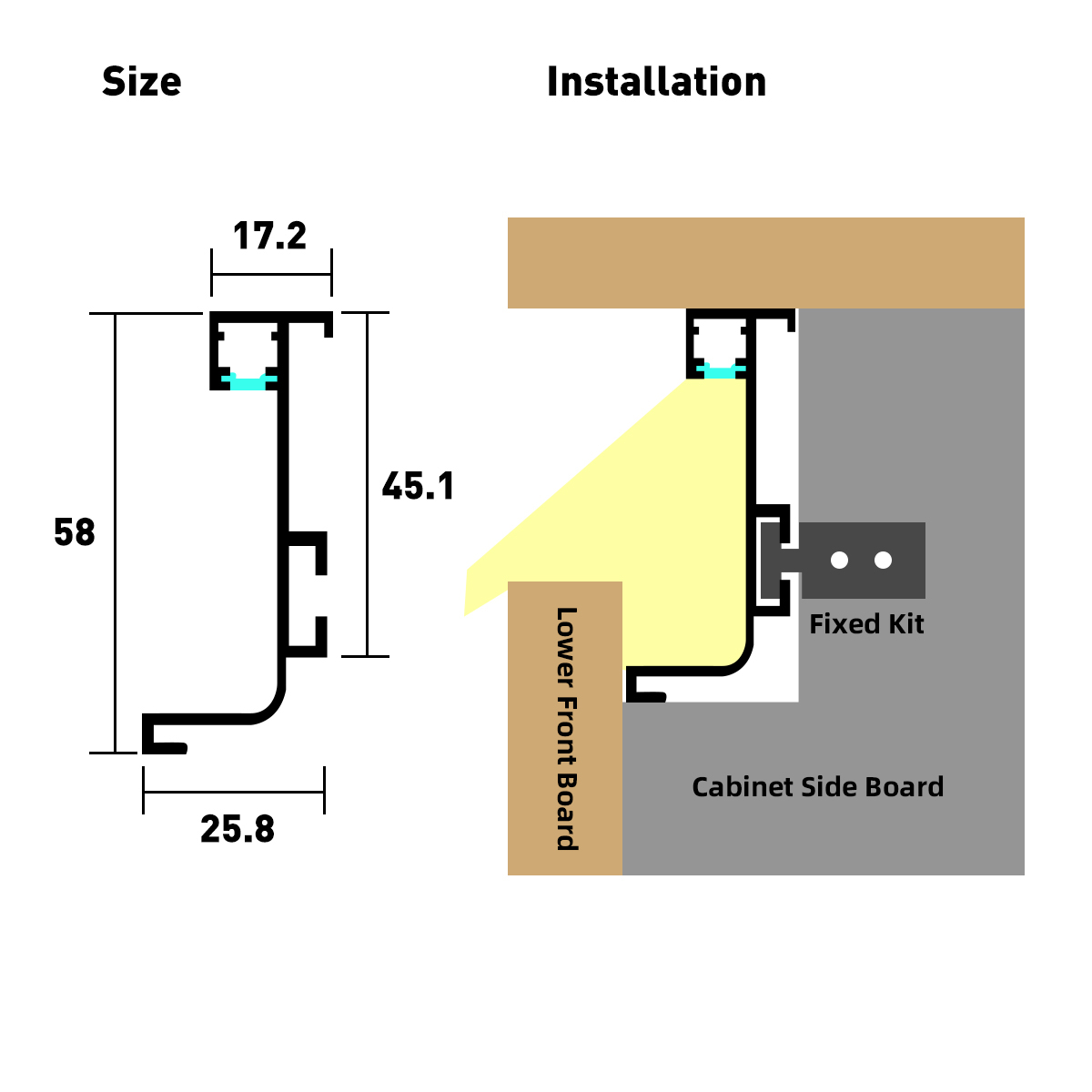 cabinet drawer slide with led lighting
