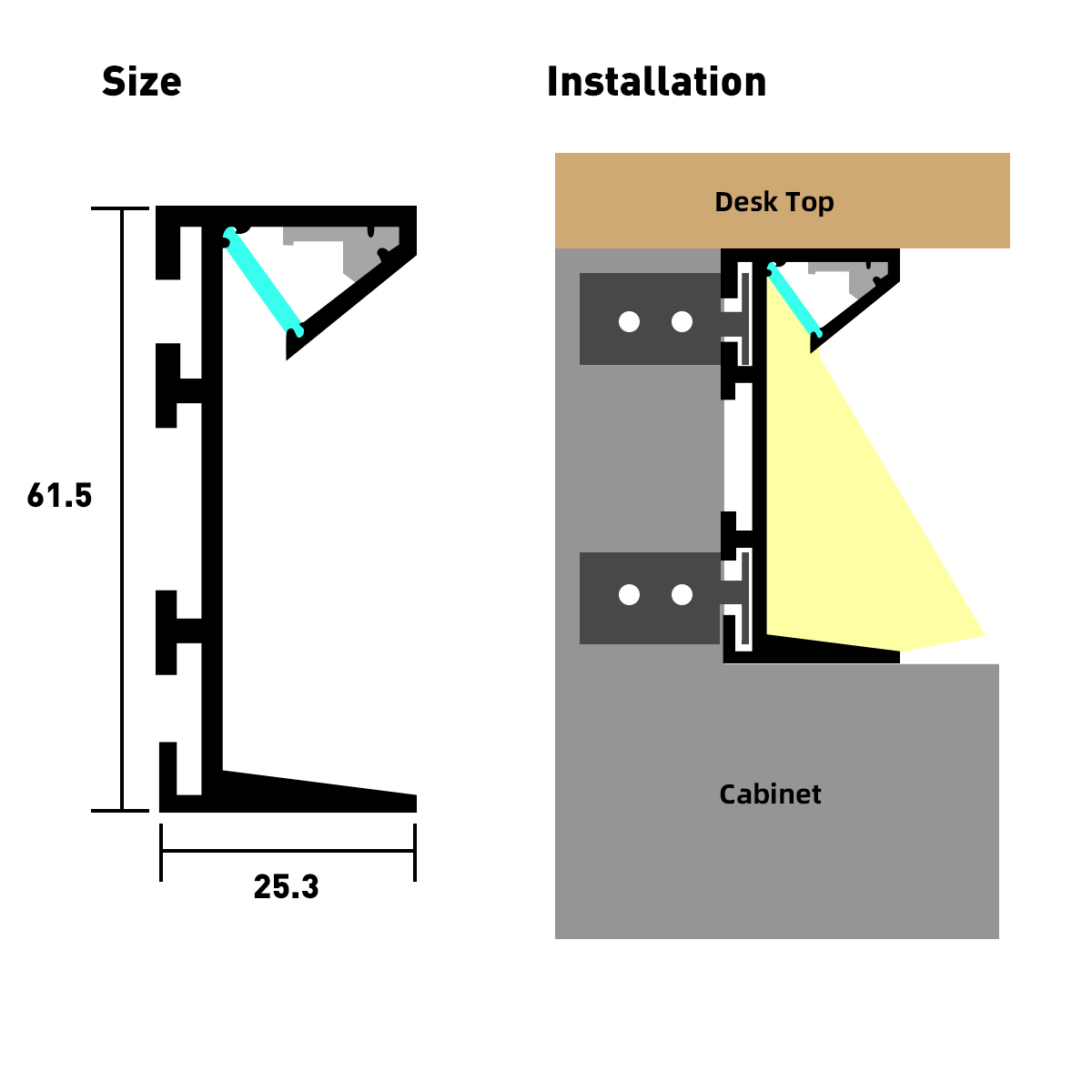 cabinet ambient led lighting profile