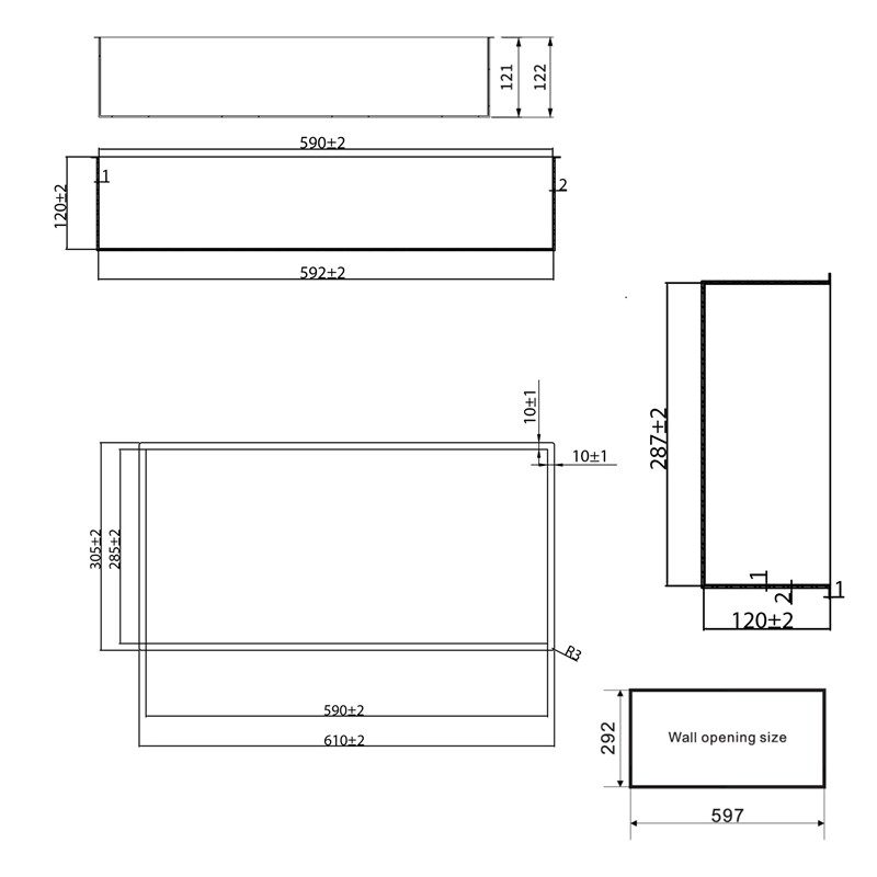 Bathtub Partner Inset Shower Niche 610*305mm Depth 120mm