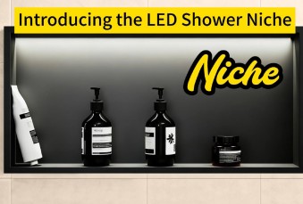 Wall Recessed LED Shower Niche - Matt Black & Brushed Brass