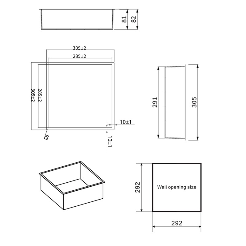 LED Ambient Lighting Shower Niche 305*305*80mm
