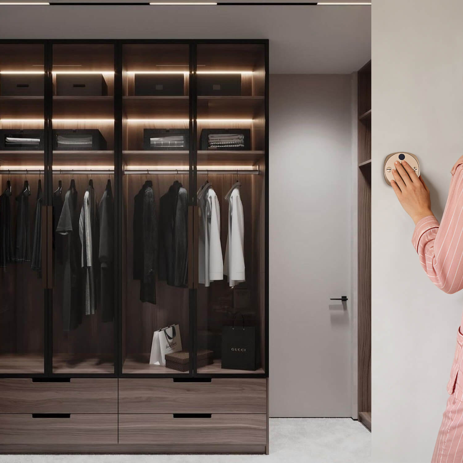 Round Hand Wipe Sensing LED Fixture Wireless Controller