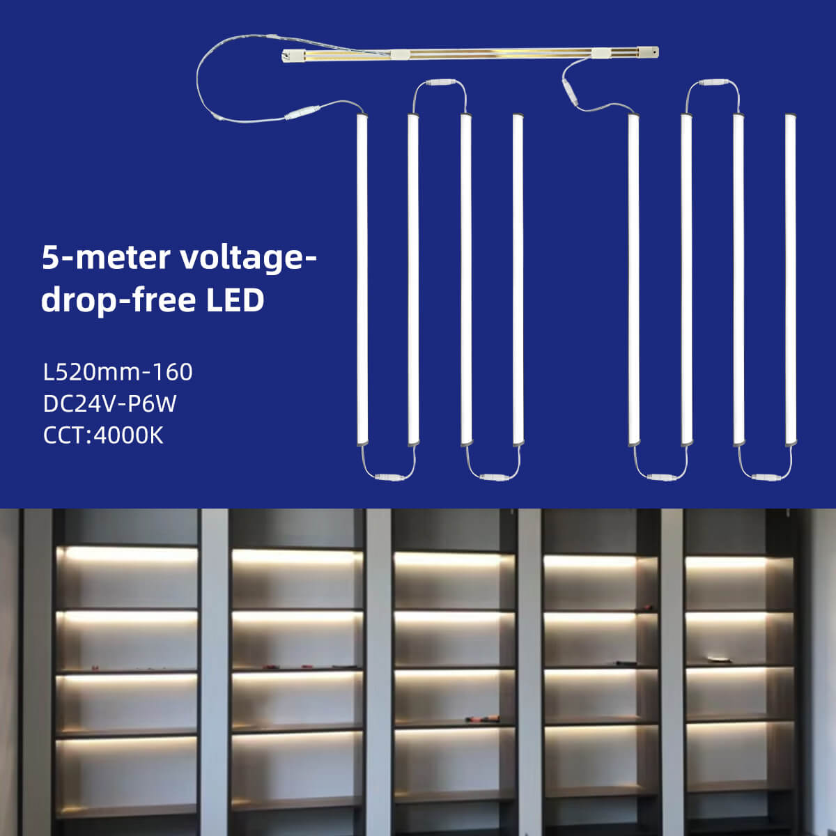 LED Shelf Strip Light - Magnetic Power Supply