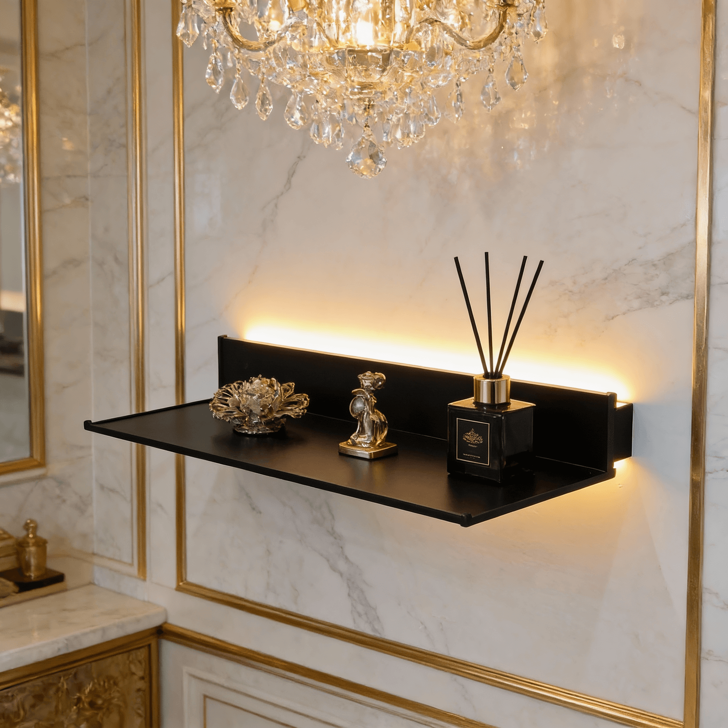 Up & Down Glowing Wall Mount LED Metal Wall Shelf Dimmable CCT