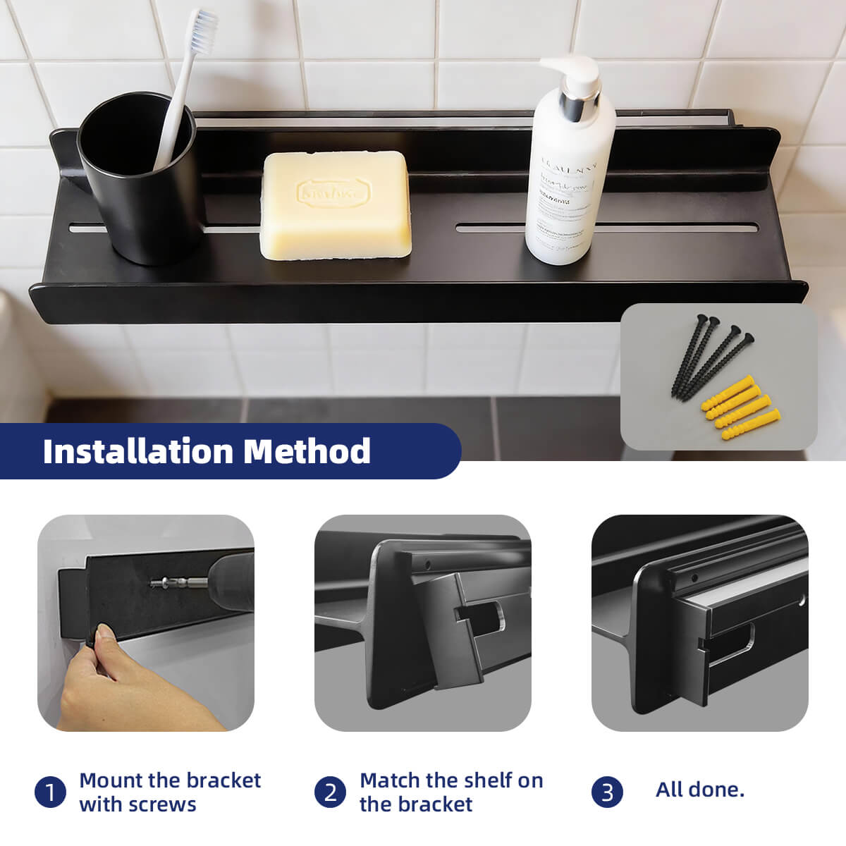 install bathroom storage led floating shelf