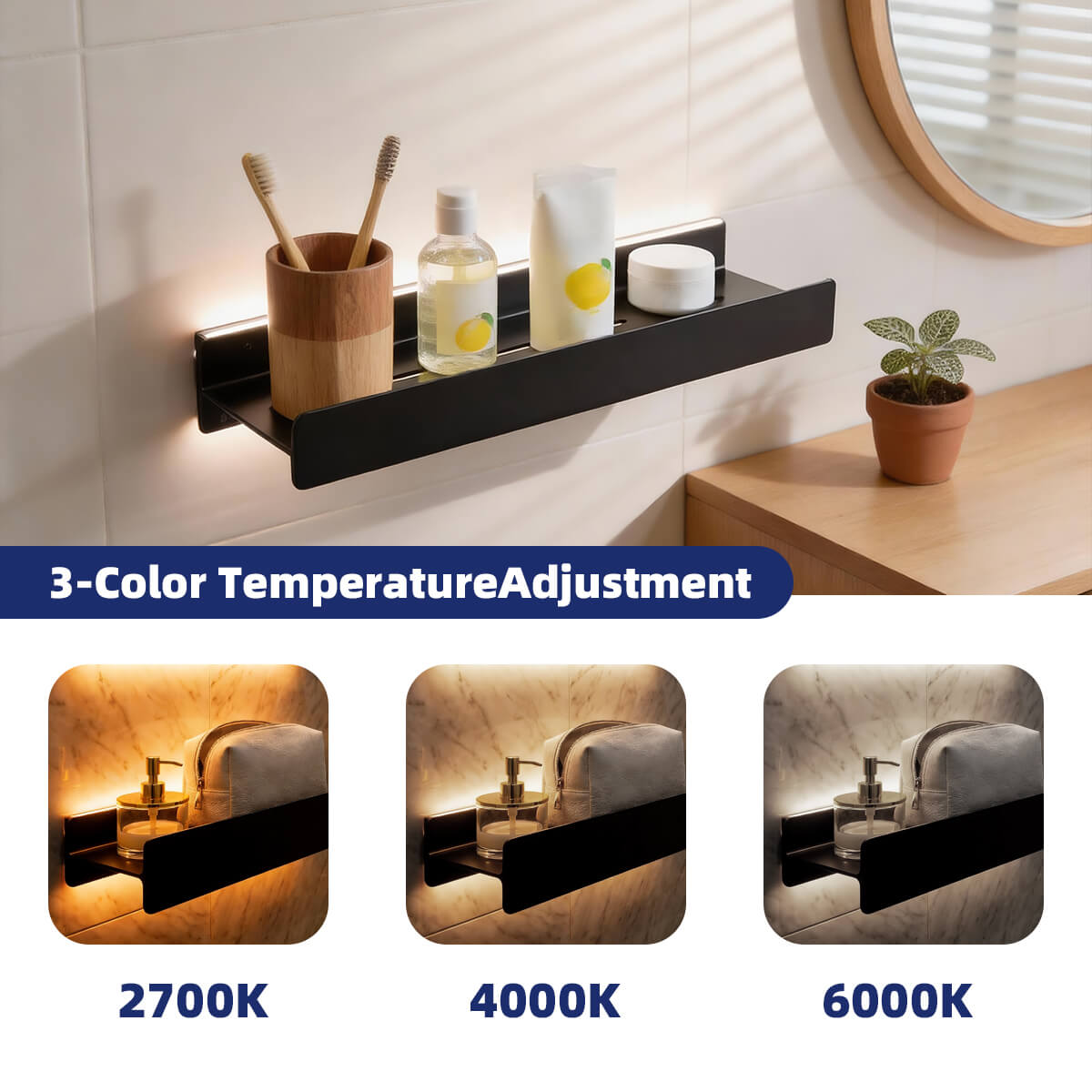 dimmable led floating shelf