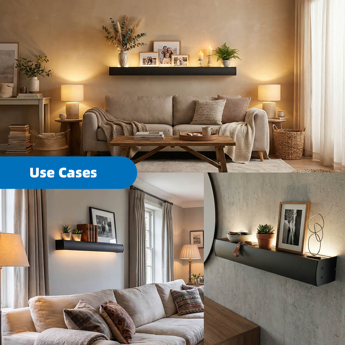 Background Wall Mount LED Storage Shelf