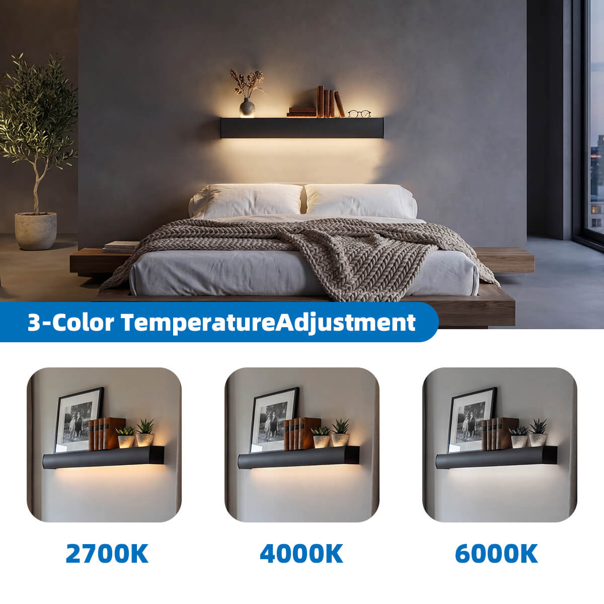 Background Wall Mount LED Storage Shelf