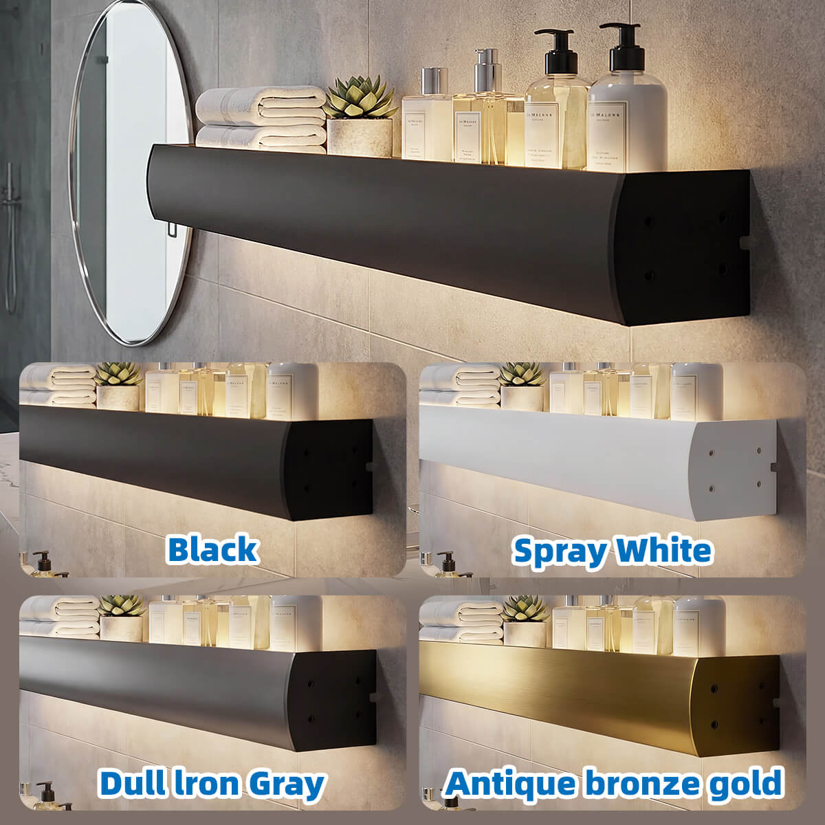 Background Wall Mount LED Storage Shelf