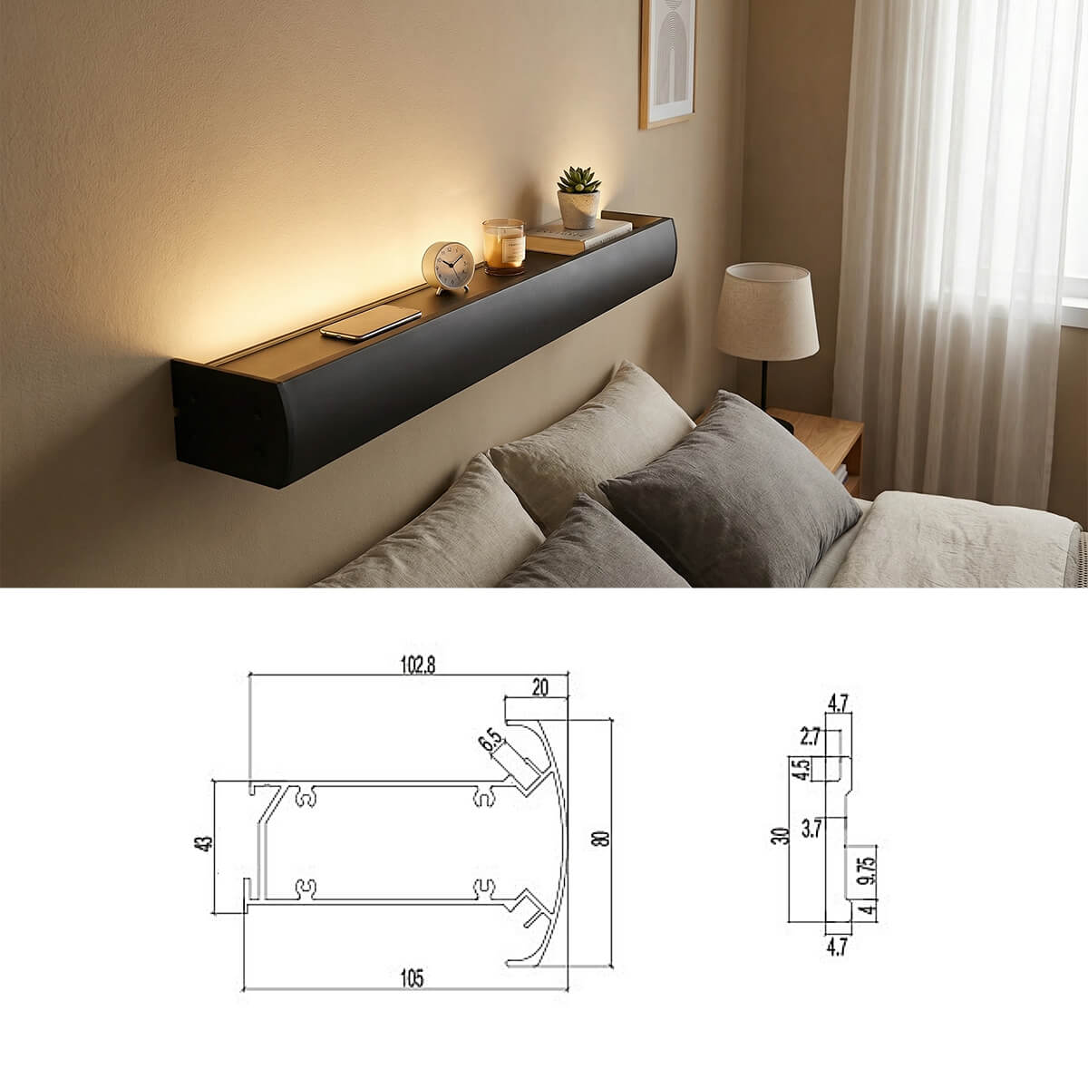 led floating shelf