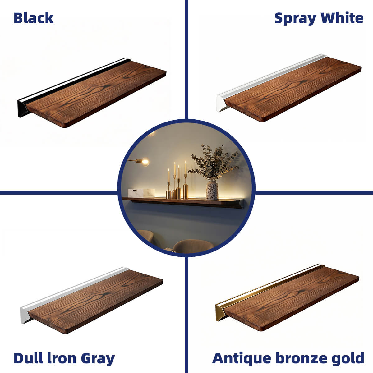 Wall Mounted LED Storage Wood Shelf