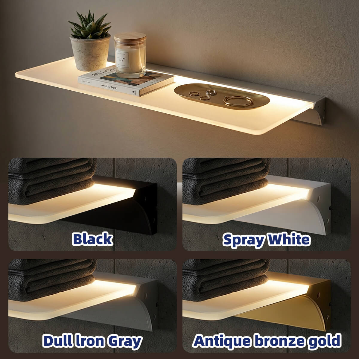 Acrylic Integrated LED Wall Shelf with Lighting