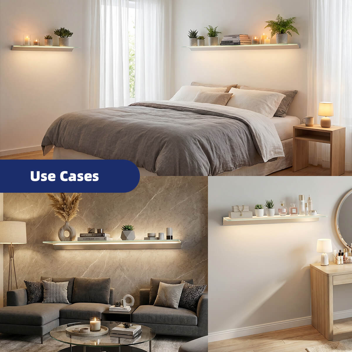 Acrylic Integrated LED Wall Shelf with Lighting