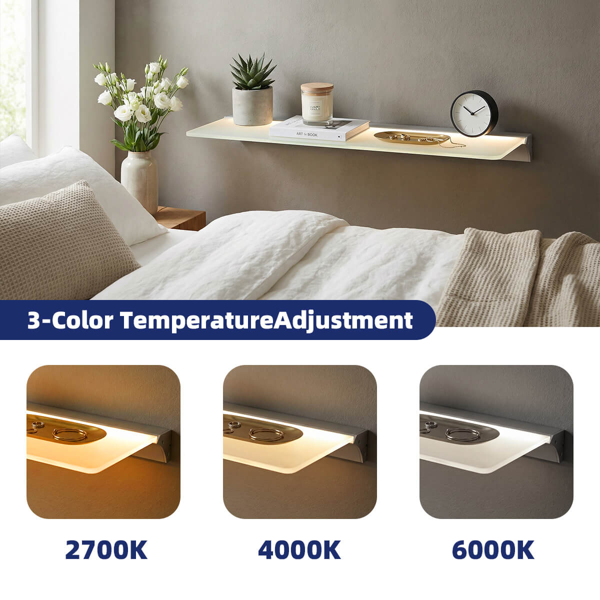 Acrylic Integrated LED Wall Shelf with Lighting