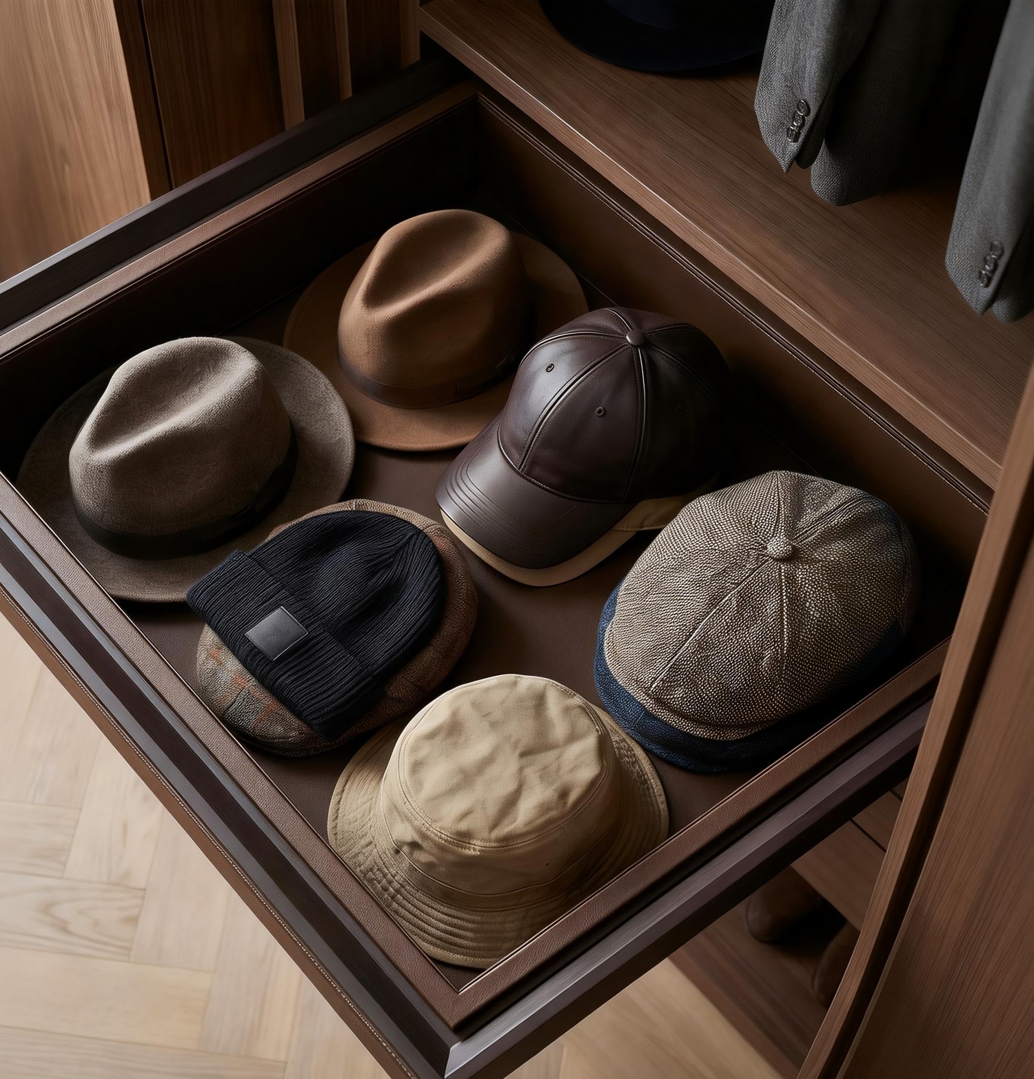 PU Leather Wardrobe Pull-out Box Closet Storage