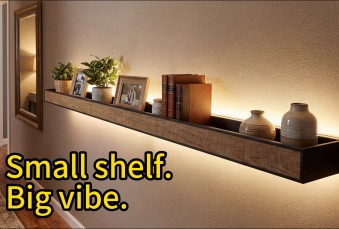 Wood Grain LED Floating Shelves