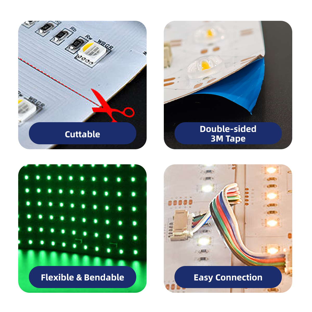DIY Flexible 500x250mm LED Panel Sheet 98LEDs 2835 SMD &ndash; Bendable, Cuttable & Self-Adhesive for Custom Displays