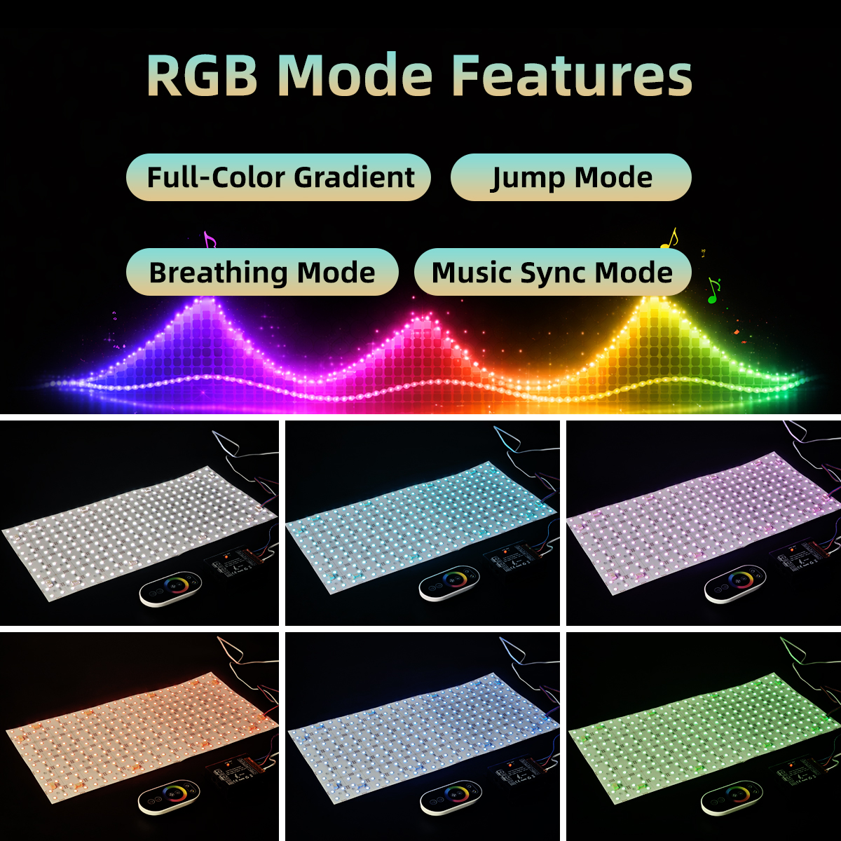 LED Flexible Marble Light Panel RGB Full-Color Music Rhythm Remote Control High-end Display Cabinet Background Wall Decoration Lighting