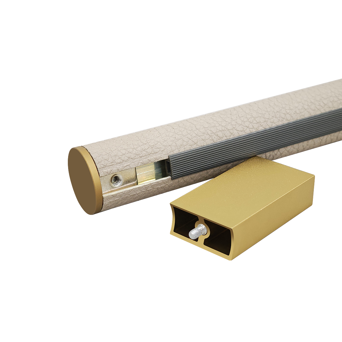 Litchi Grain Leather Wrapped Wardrobe Hanging Rod  30mm Aluminum Round Tube Closet Rail