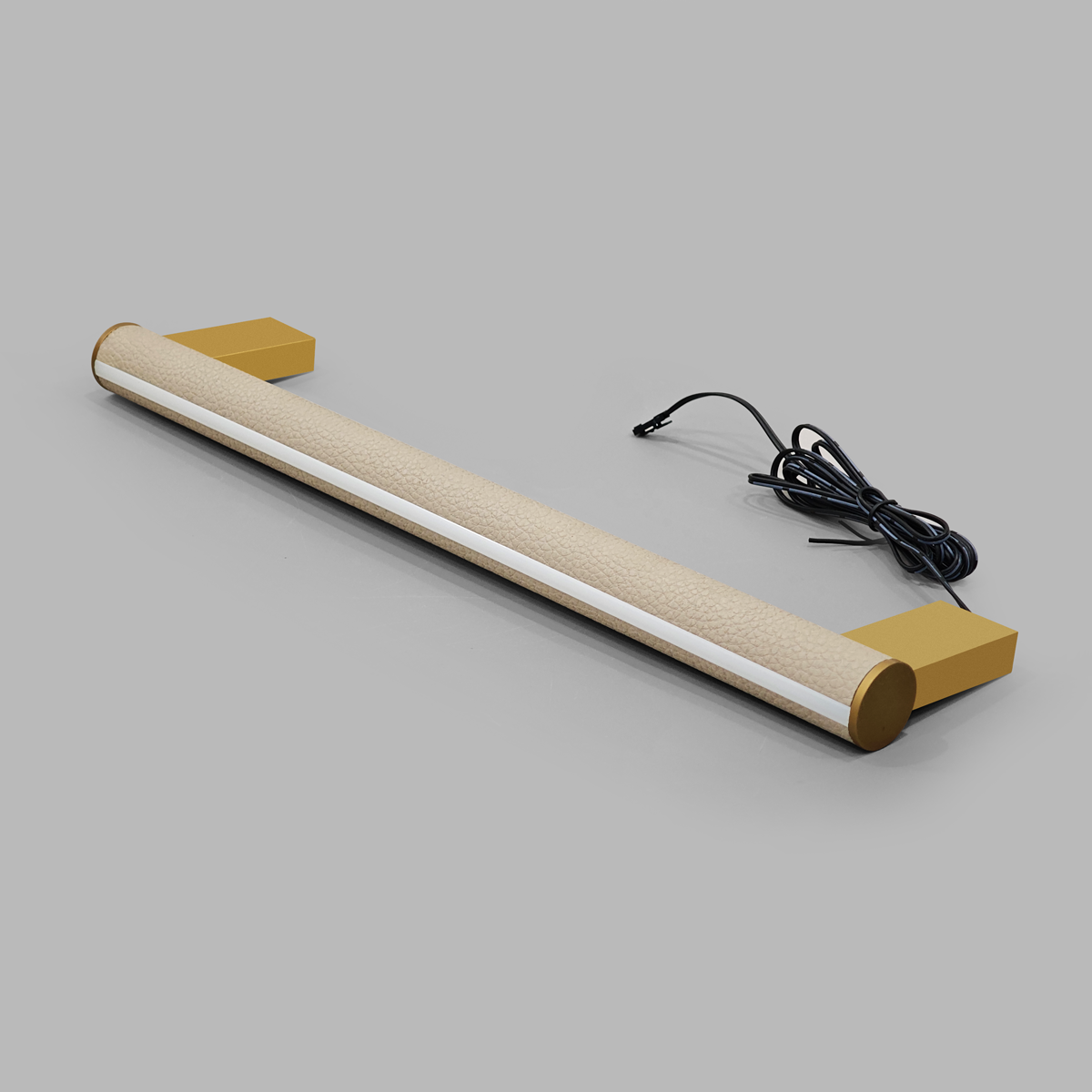Litchi Grain Leather Wrapped Wardrobe Hanging Rod  30mm Aluminum Round Tube Closet Rail