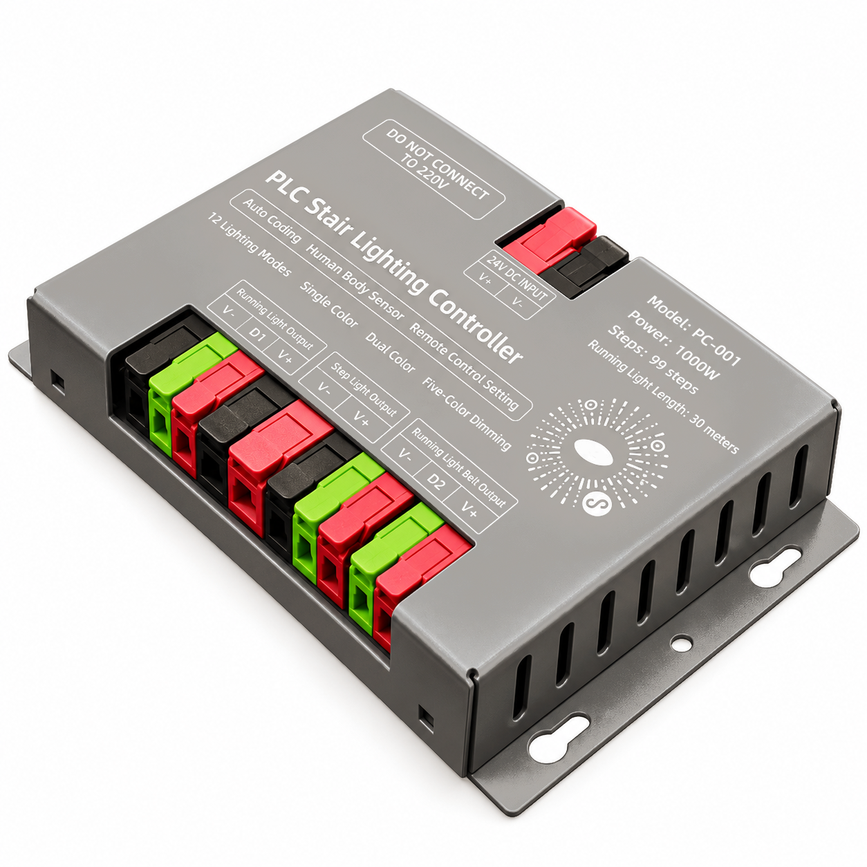 PC-001 PLC Stair Lighting Controller 99 Steps Human Motion Sensor LED Stair Step Light Controller  DC24V 1000W