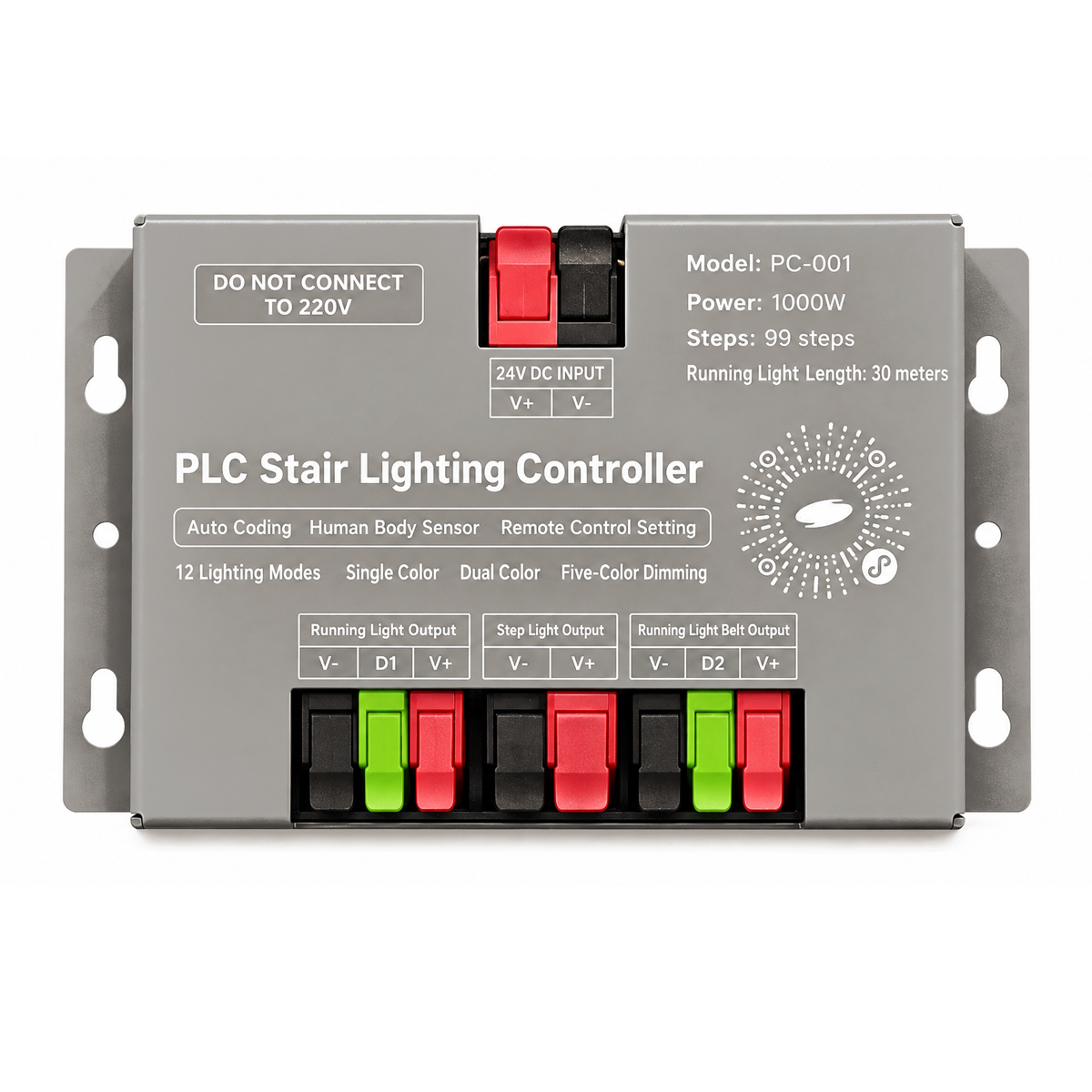 PC-001 PLC Stair Lighting Controller 99 Steps Human Motion Sensor LED Stair Step Light Controller  DC24V 1000W